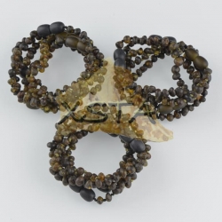 Amber teething bracelet baroque dark green raw Amber teething bracelet baroque dark green raw